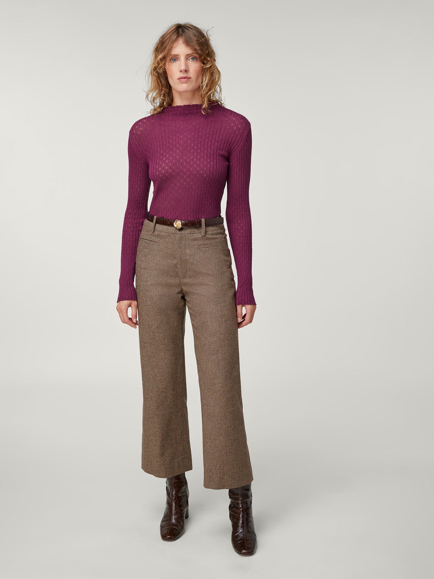 High-waisted wool flare pants | Rouje