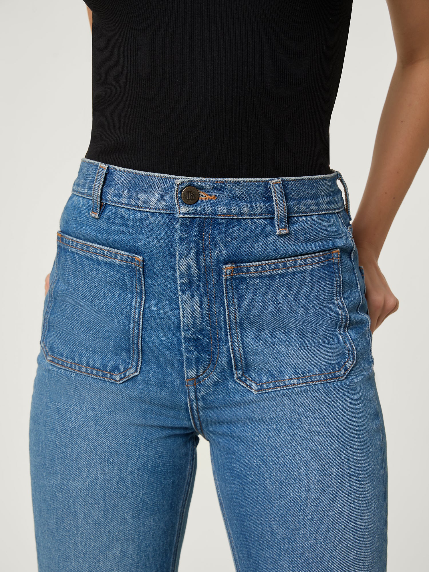 Long flare jeans with front pockets Rouje