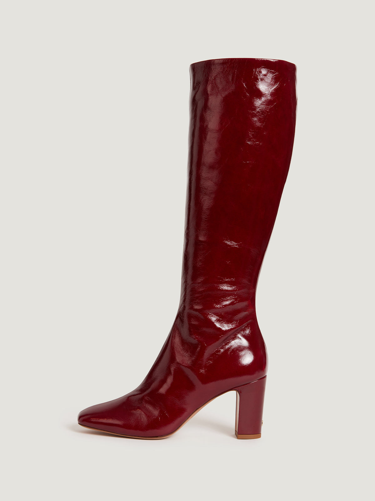 Burgundy crackled patent leather boots Rouje