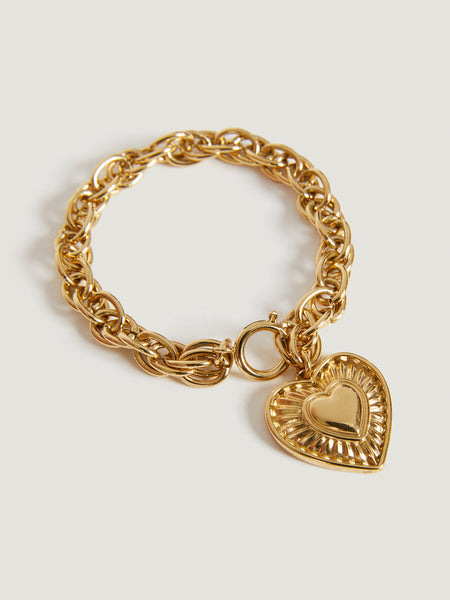 Bracciale a maglie con medaglioni a cuore